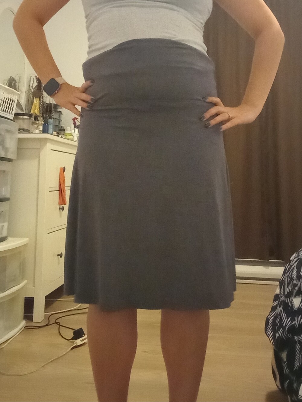 Old Navy Gray Midi A-Line Skirt